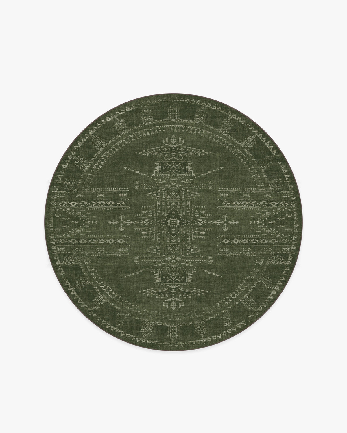 Amira — Halı, Yeşil, ROUND, beyaz zemin, 6R