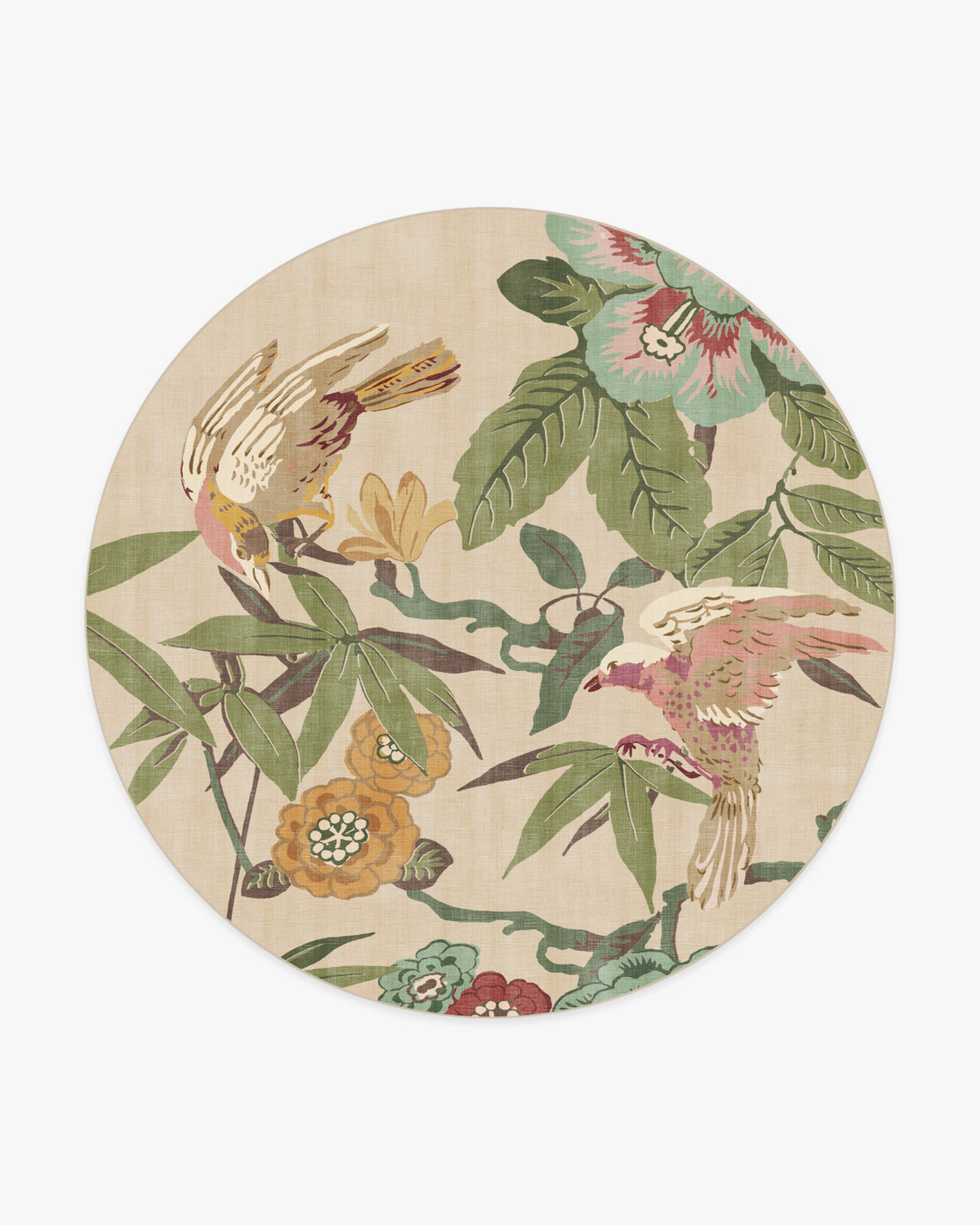 Bamboo Bird — Halı, Blush Yeşim, ROUND, beyaz zemin, 8R