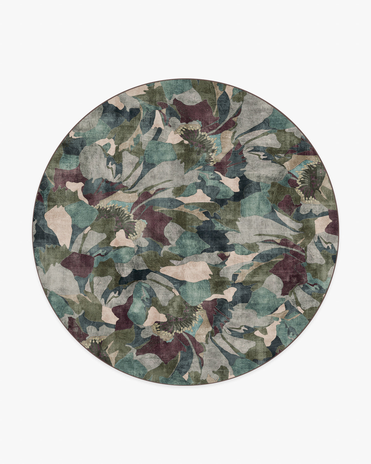 Peony Promenade — Halı, Aubergine, ROUND, beyaz zemin, 8R