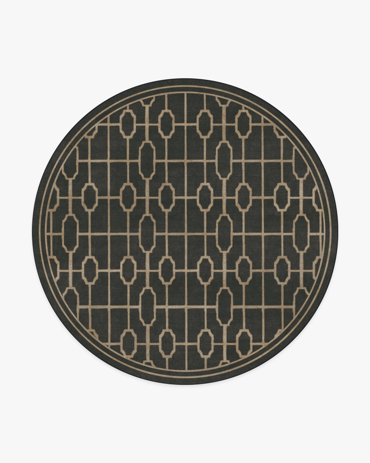 Diana Trellis — Halı, Siyah Altın, ROUND, beyaz zemin, 8R