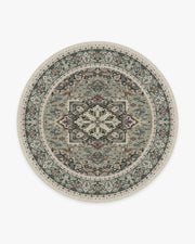 Hendesi Heriz — Halı, Adaçayı, ROUND, beyaz zemin, 8R