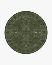 Amira — Halı, Yeşil, ROUND, beyaz zemin, 8R