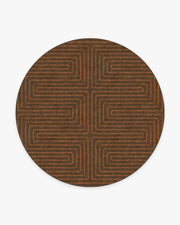 Labyrinth — Halı, Kahverengi Turuncu, ROUND, beyaz zemin, 8R