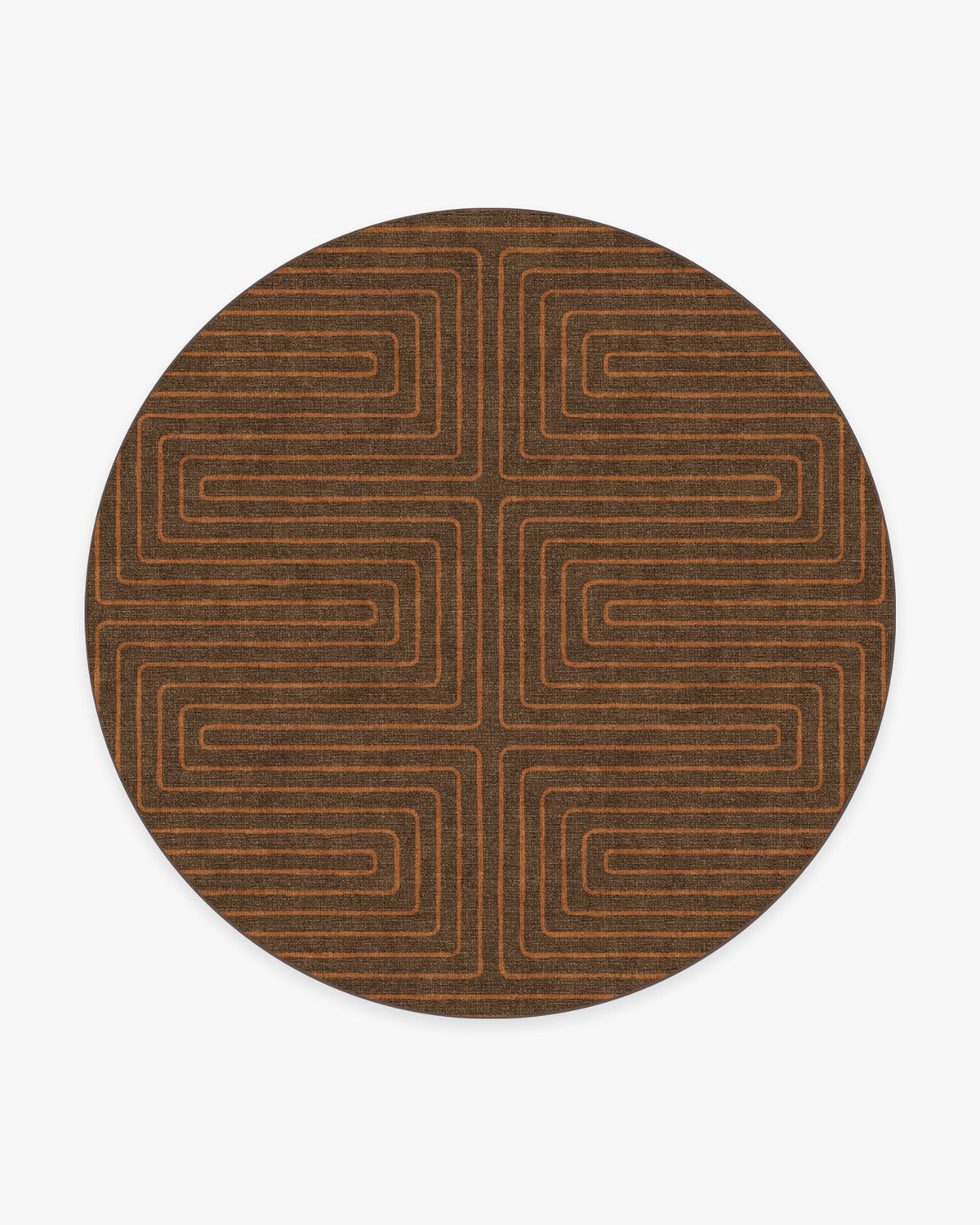 Labyrinth — Halı, Kahverengi Turuncu, ROUND, beyaz zemin, 8R