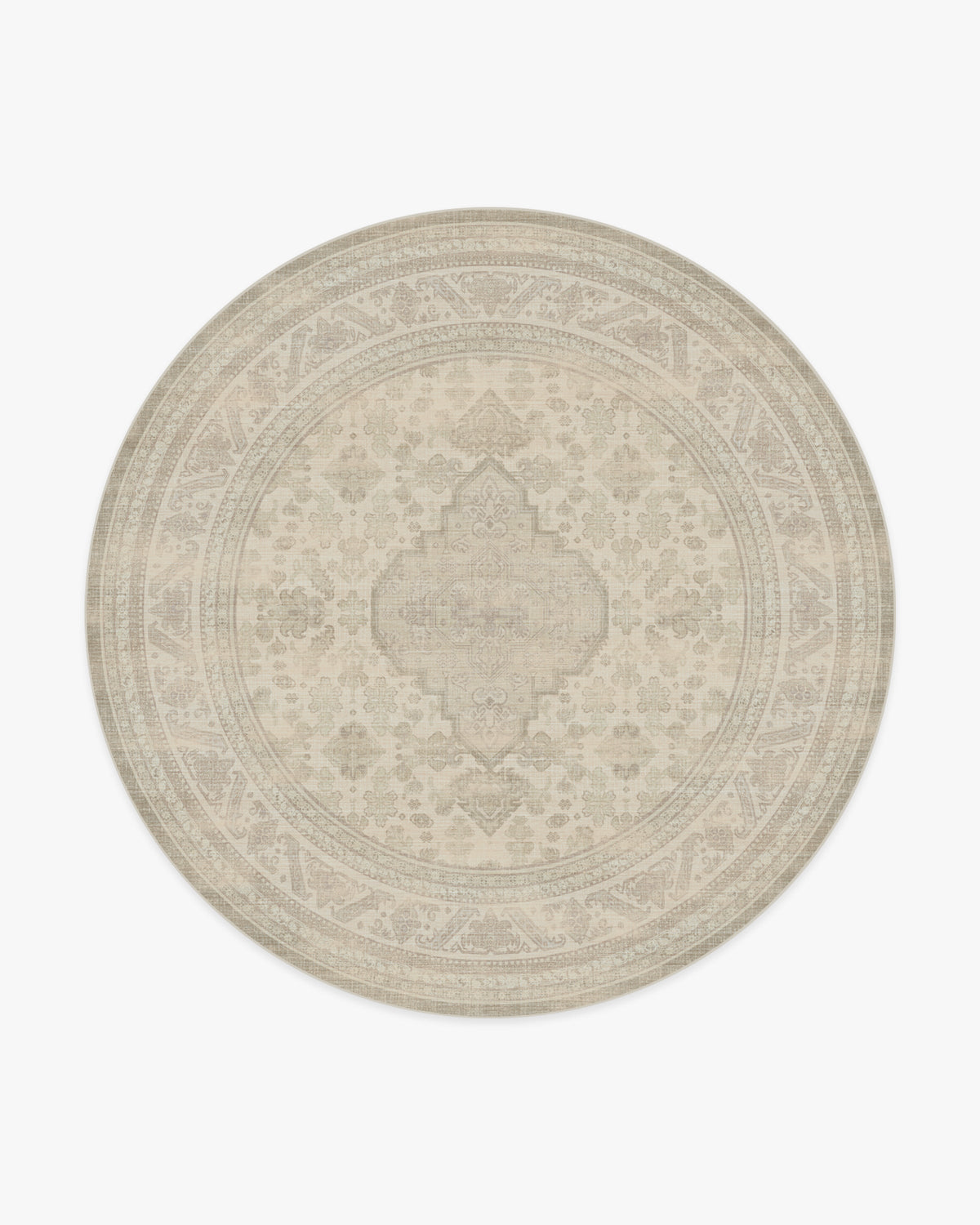 Rowan — Halı, Soft Gri Fildişi, ROUND, beyaz zemin, 8R