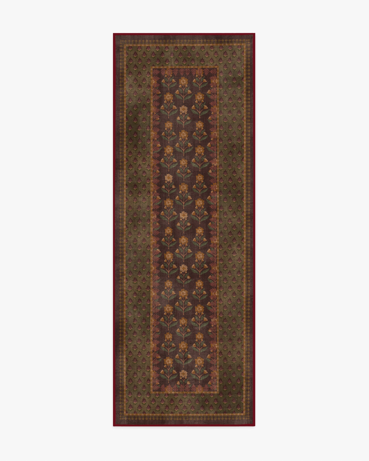 Sundara — Halı, Kahverengi Zeytin, RUNNER, beyaz zemin, 2x7