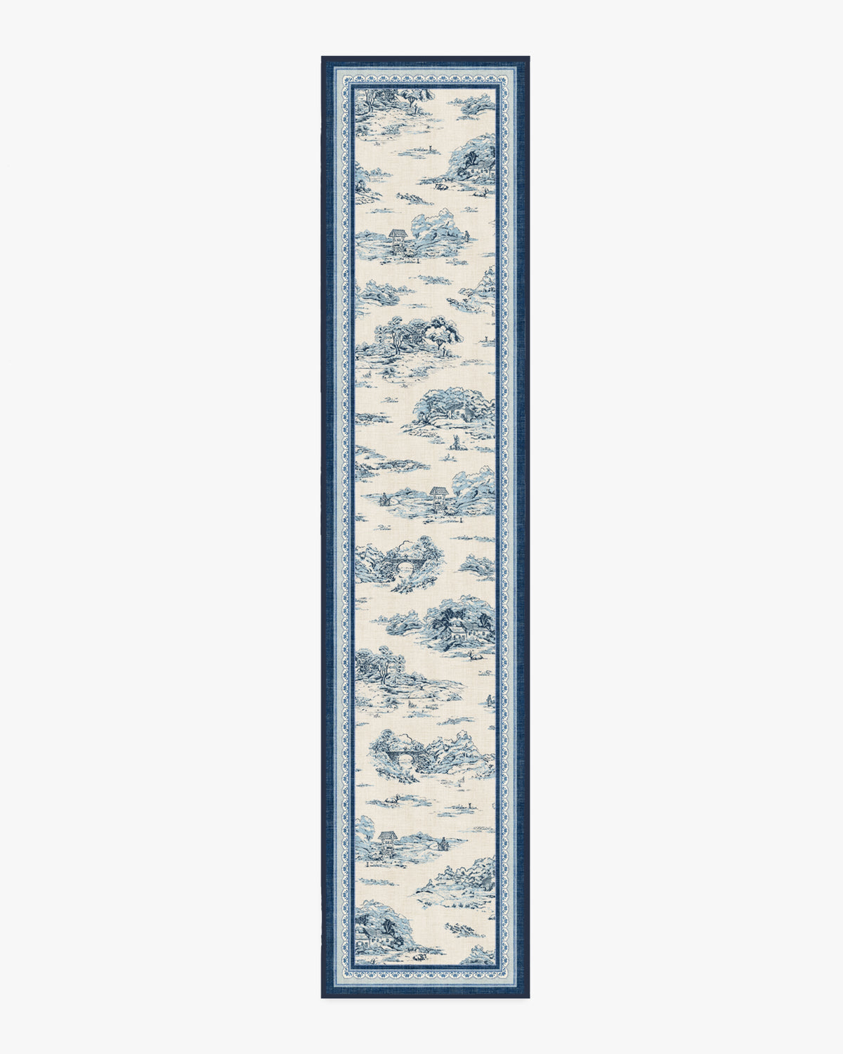 Provence — Halı, Delft Mavisi, RUNNER, beyaz zemin, 2x12