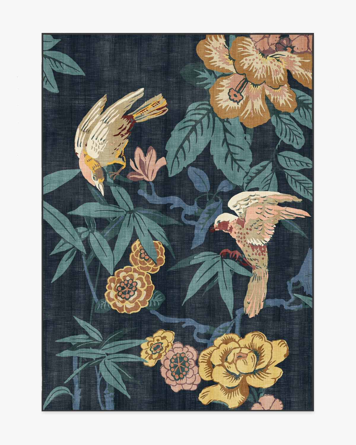 Bamboo Bird — Halı, Çivit, AREA, beyaz zemin, 5x7