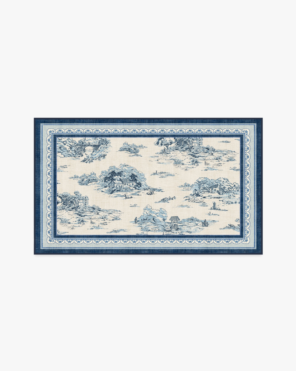Provence — Halı, Delft Mavisi, AREA, beyaz zemin, 3x5