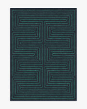 Labyrinth — Halı, Lacivert Turkuaz, AREA, beyaz zemin, 5x7