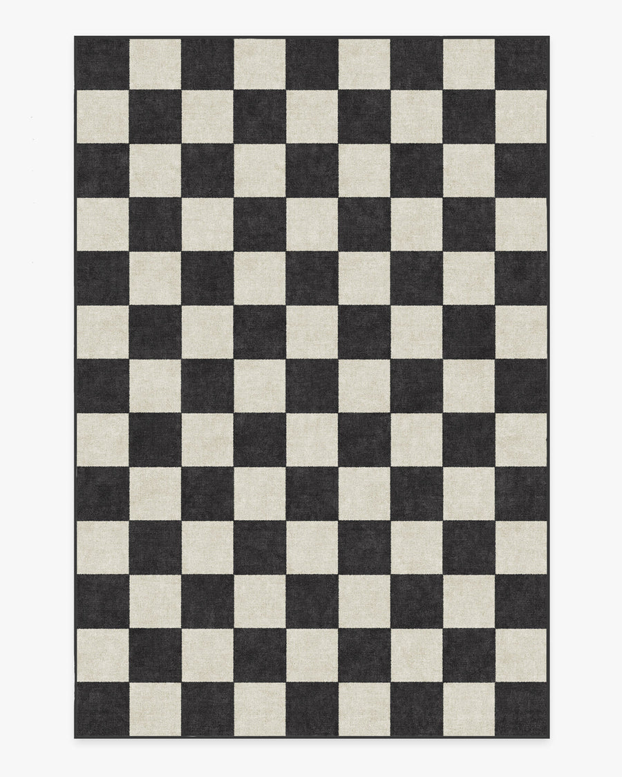 Jaque Checkered — Halı, Siyah, AREA, beyaz zemin, 6x9