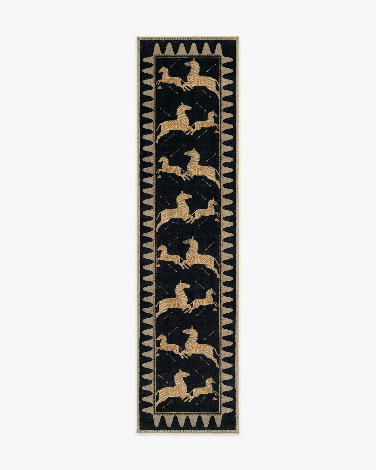 Zebras — Halı, Siyah Doğal, RUNNER, beyaz zemin, 2x10