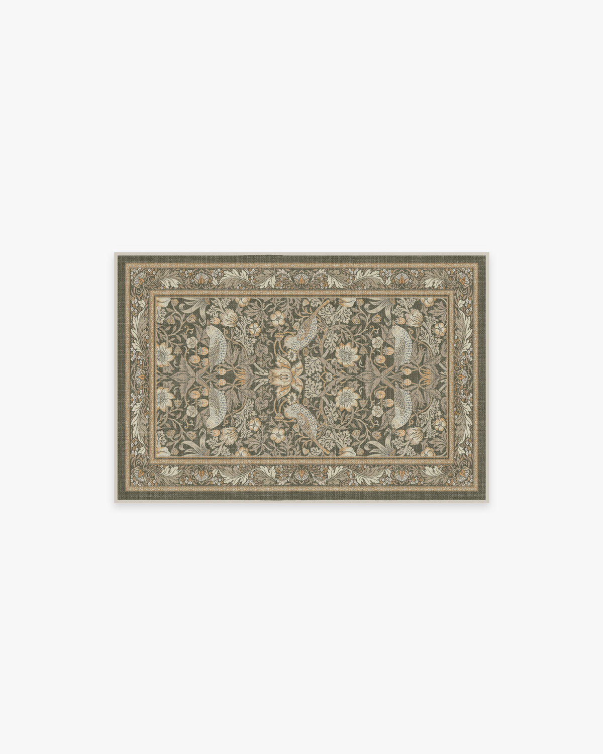 Morris And Co Strawberry Thief — Halı, Taş Altın, AREA, beyaz zemin, 2x3