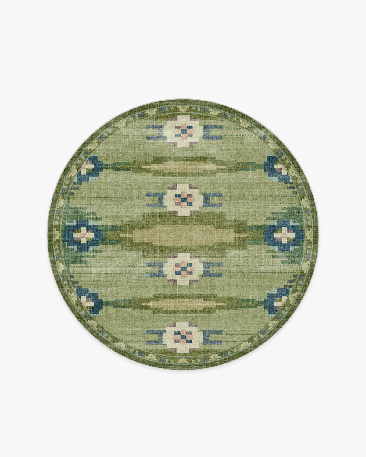 Annika — Halı, Yeşil, ROUND, beyaz zemin, 6R
