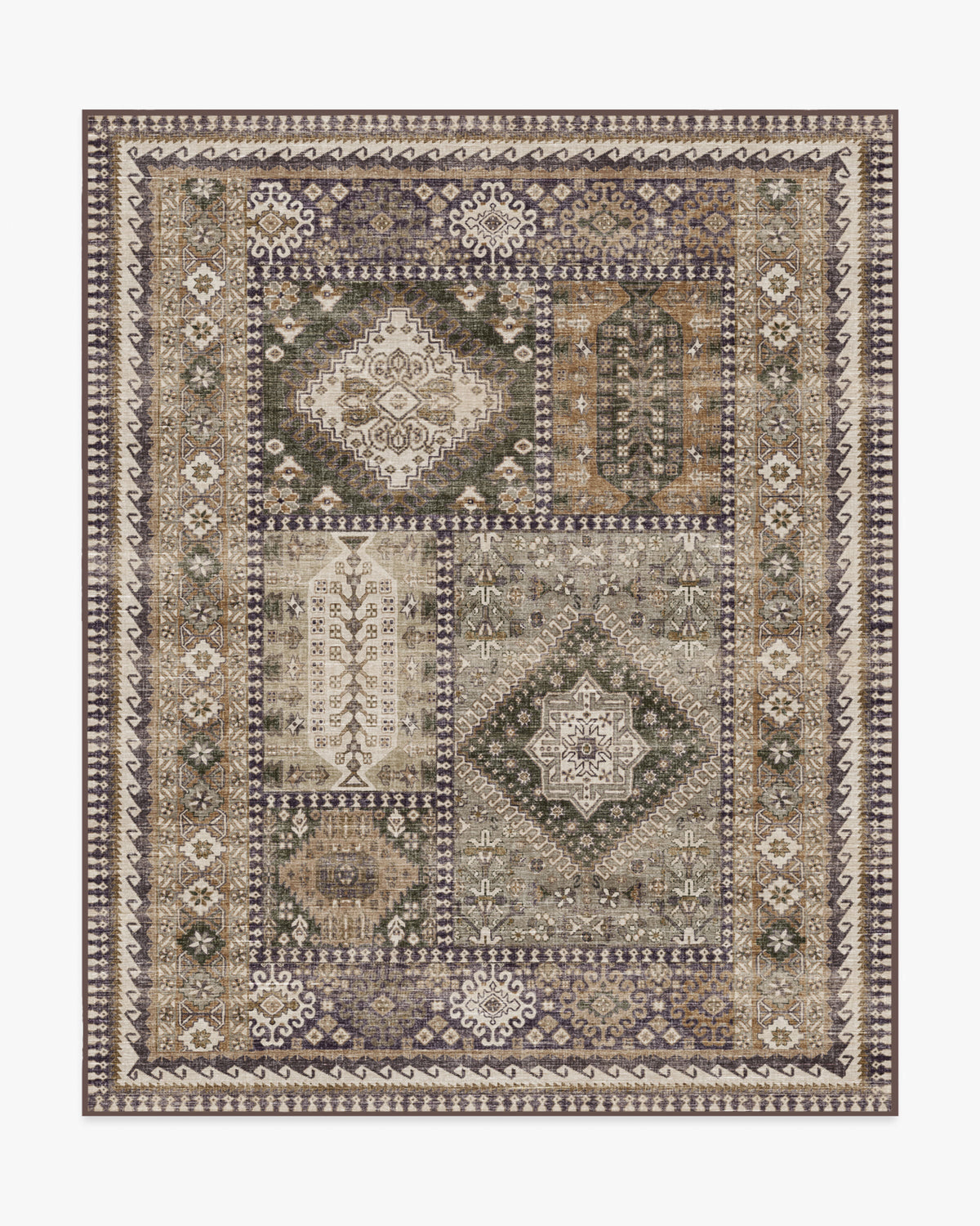Rumi — Halı, Zeytin Taba, AREA, beyaz zemin, 8x10