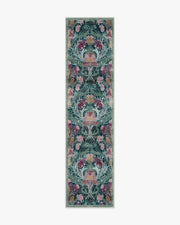 Flourish — Halı, Turkuaz, RUNNER, beyaz zemin, 2x10