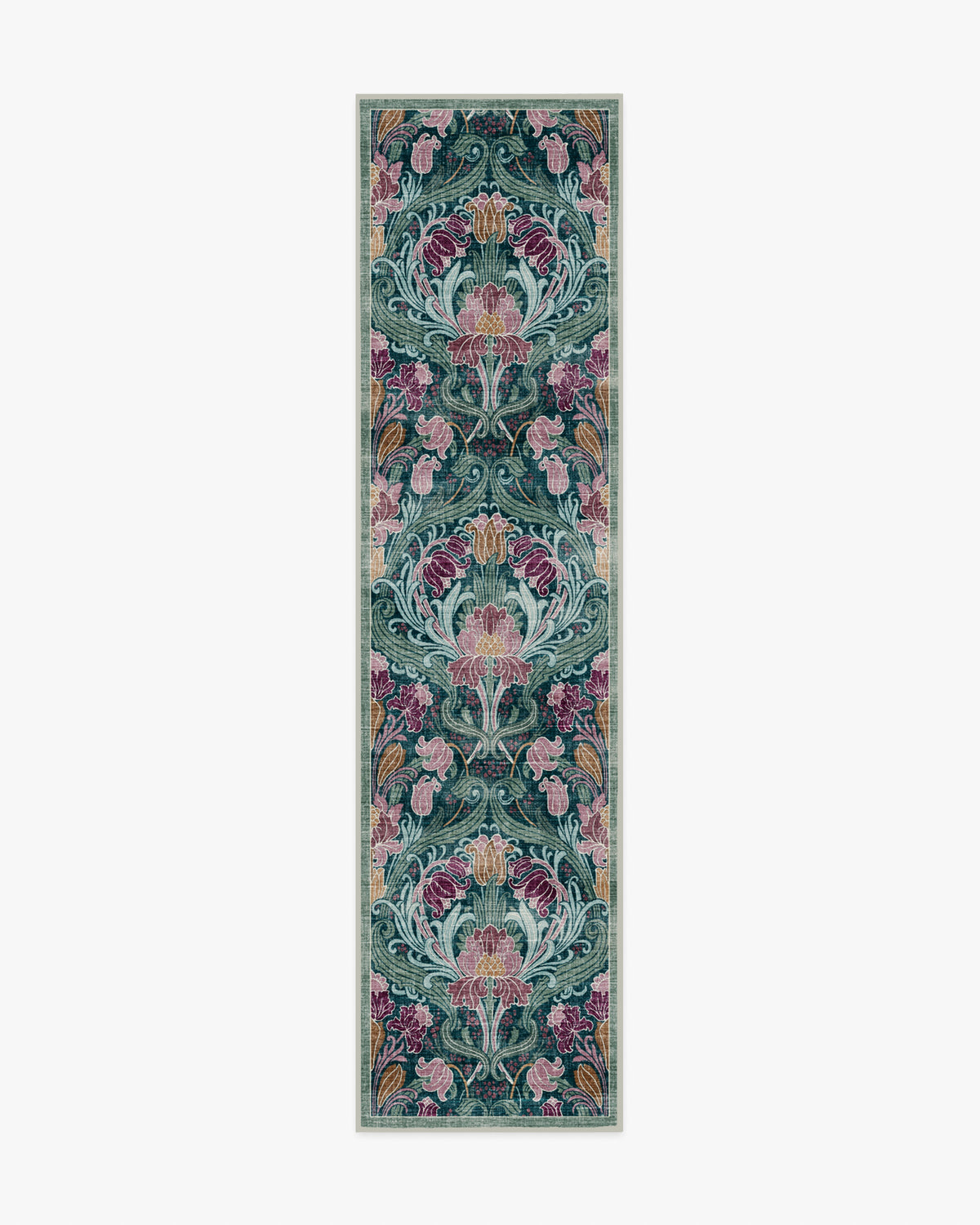 Flourish — Halı, Turkuaz, RUNNER, beyaz zemin, 2x10