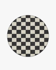Jaque Checkered — Halı, Siyah, ROUND, beyaz zemin, 6R