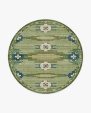 Annika — Halı, Yeşil, ROUND, beyaz zemin, 8R