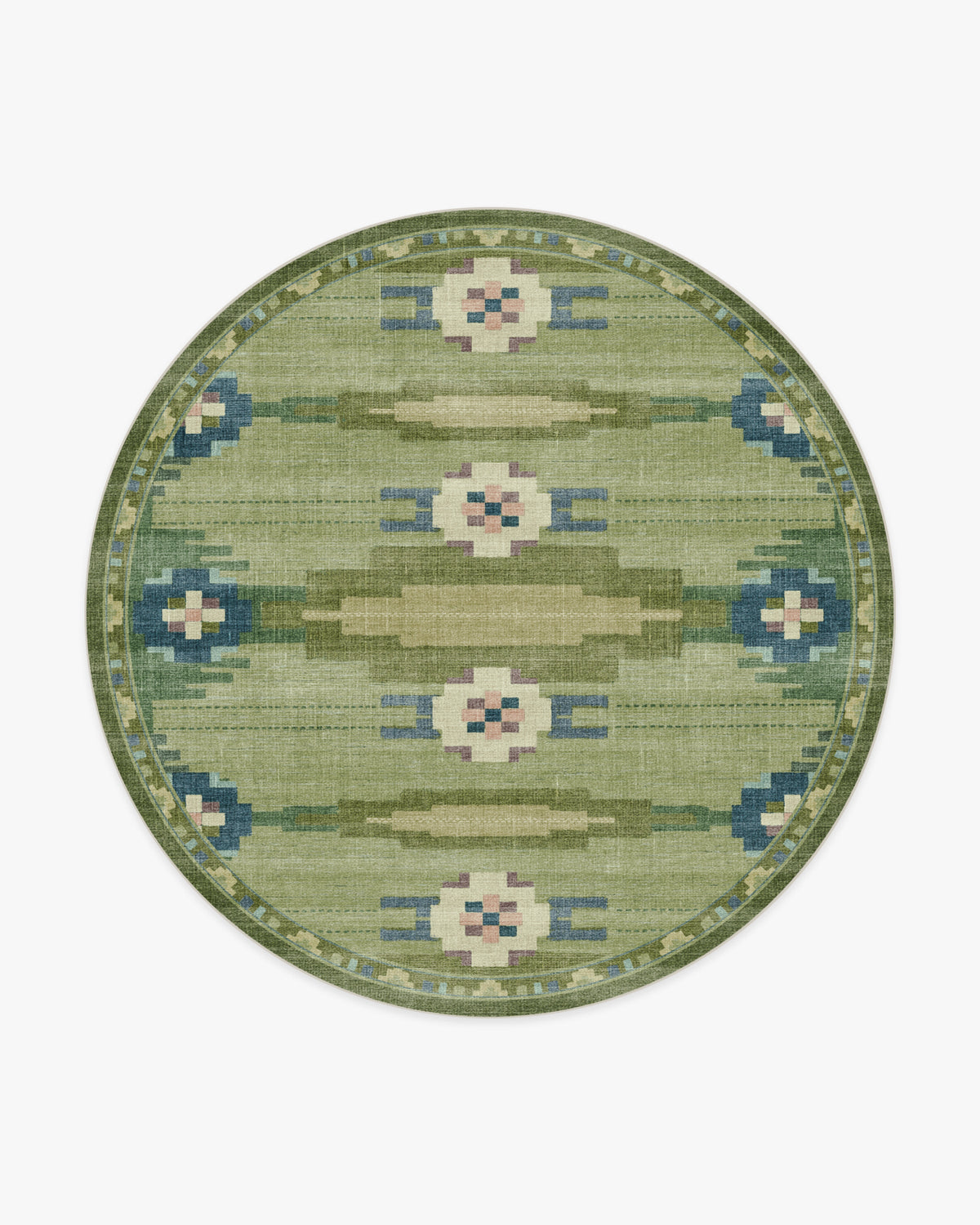 Annika — Halı, Yeşil, ROUND, beyaz zemin, 8R
