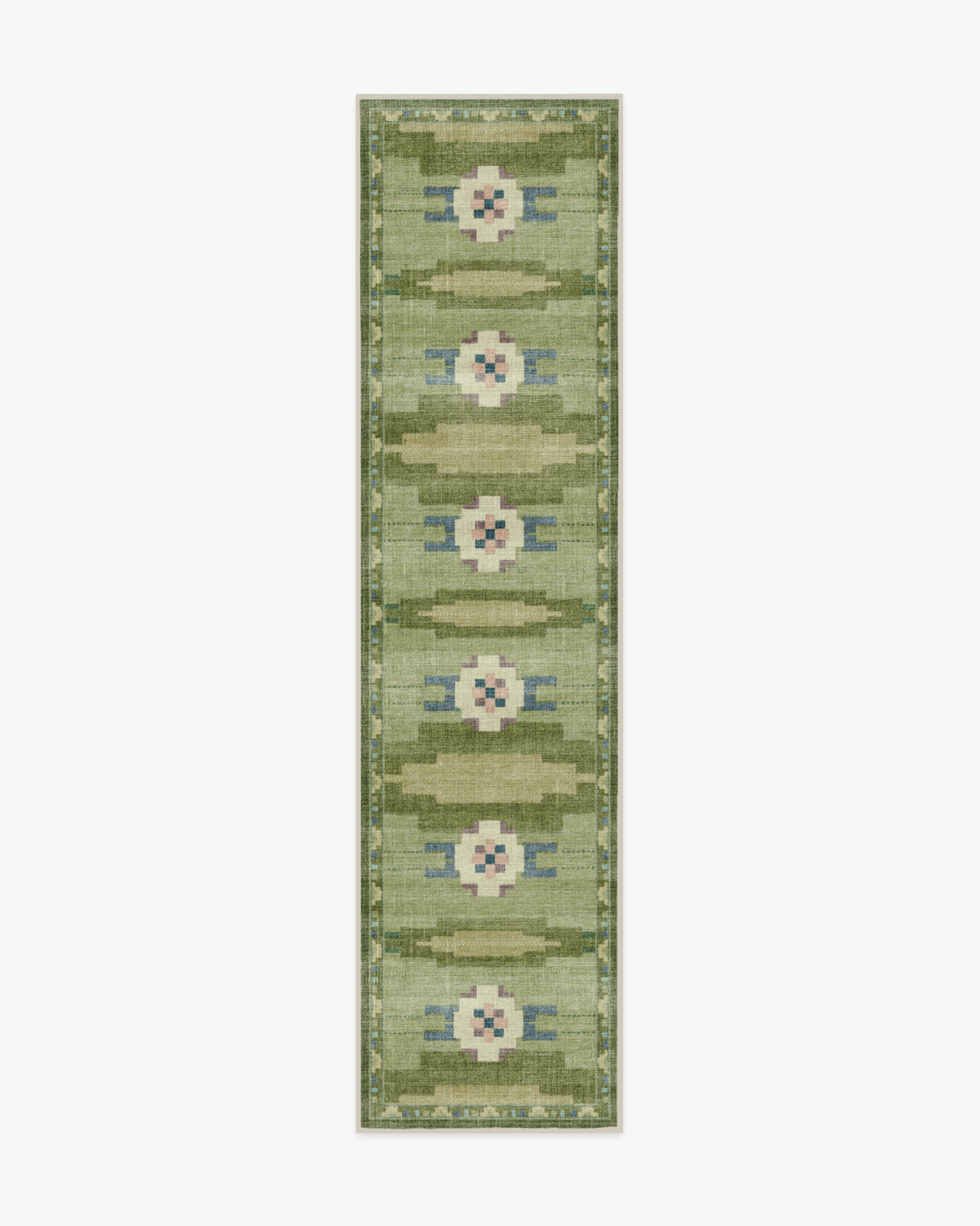 Annika — Halı, Yeşil, RUNNER, beyaz zemin, 2x10