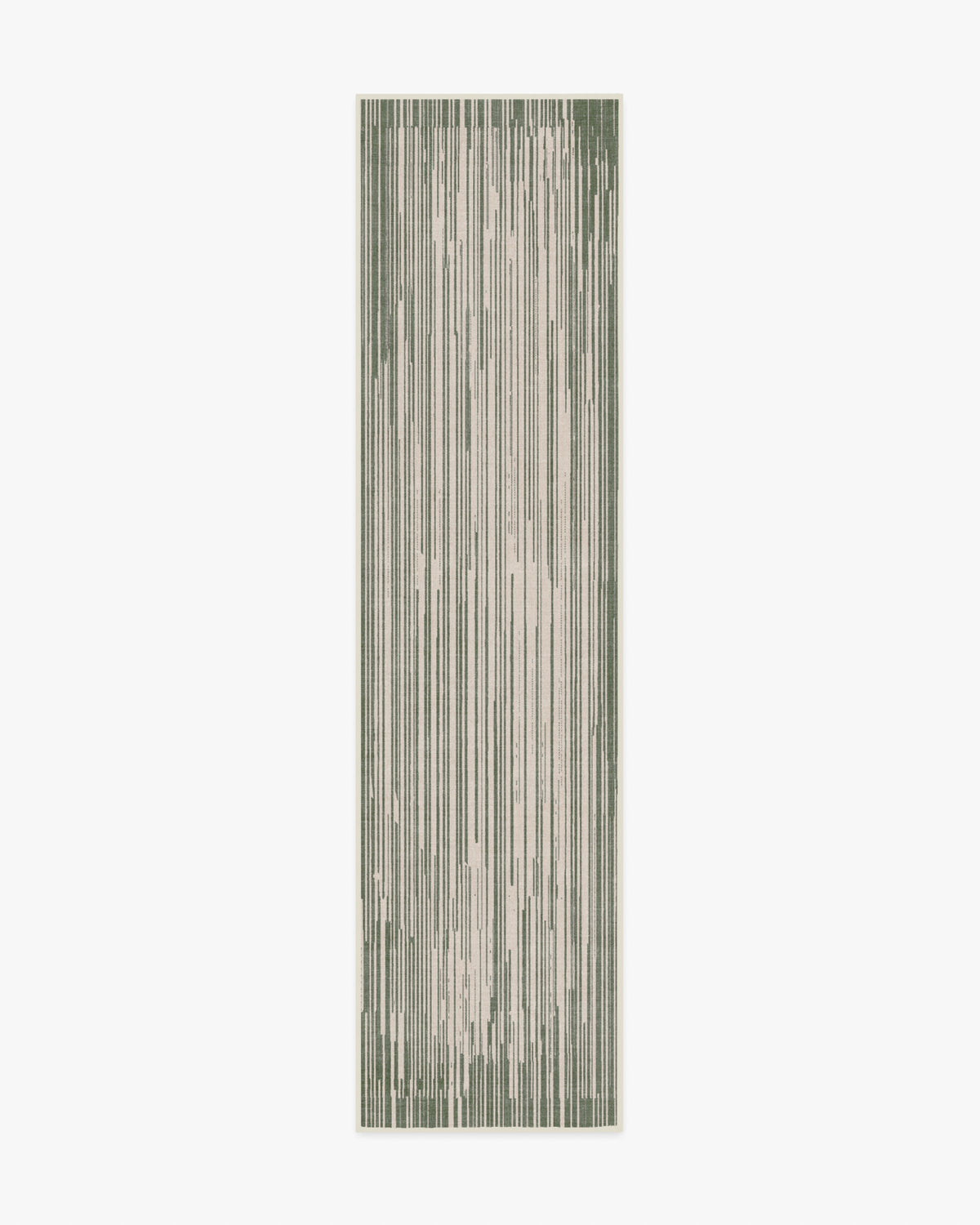 Striated Border — Halı, Zeytin Yeşili, RUNNER, beyaz zemin, 2x10