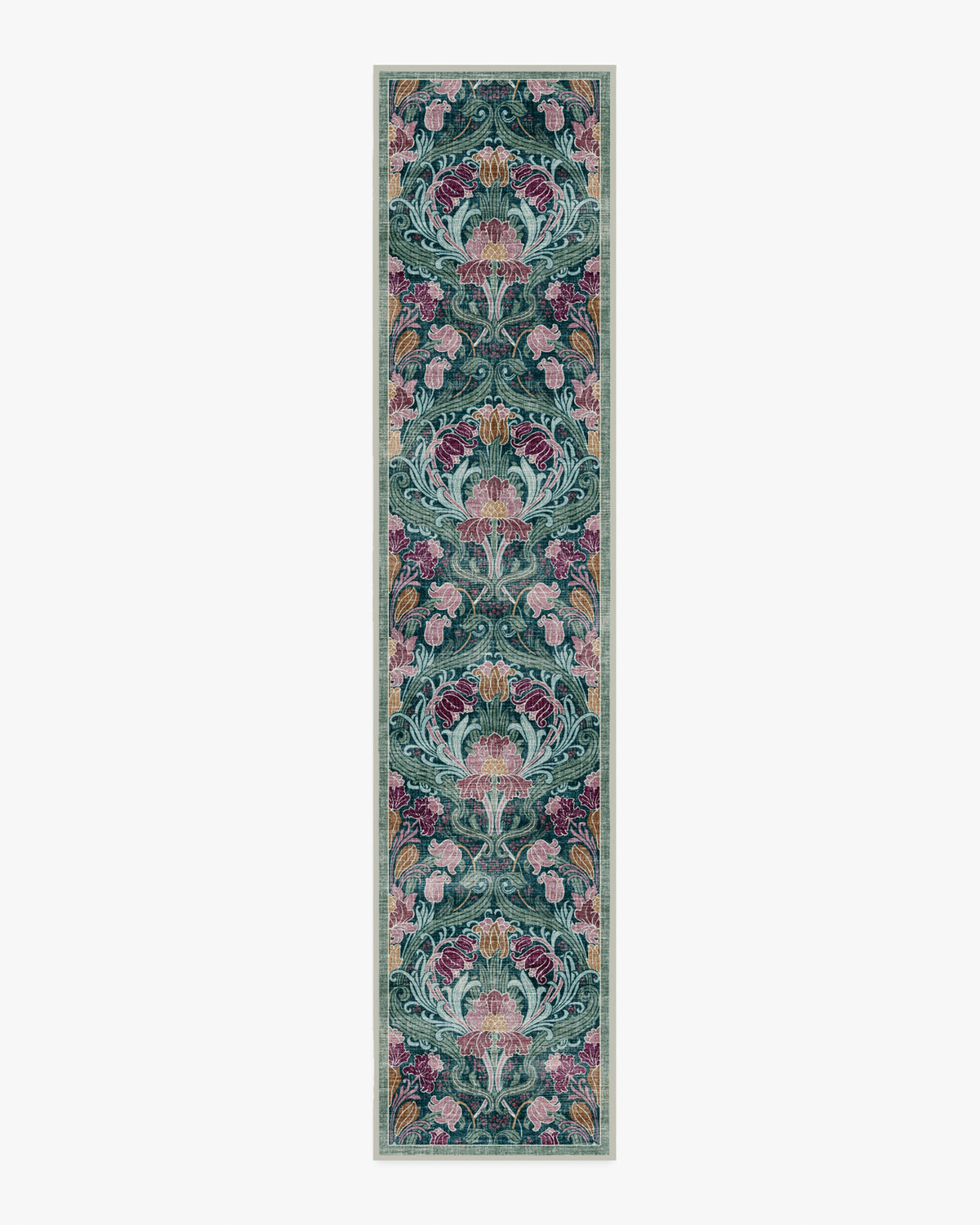 Flourish — Halı, Turkuaz, RUNNER, beyaz zemin, 2x12