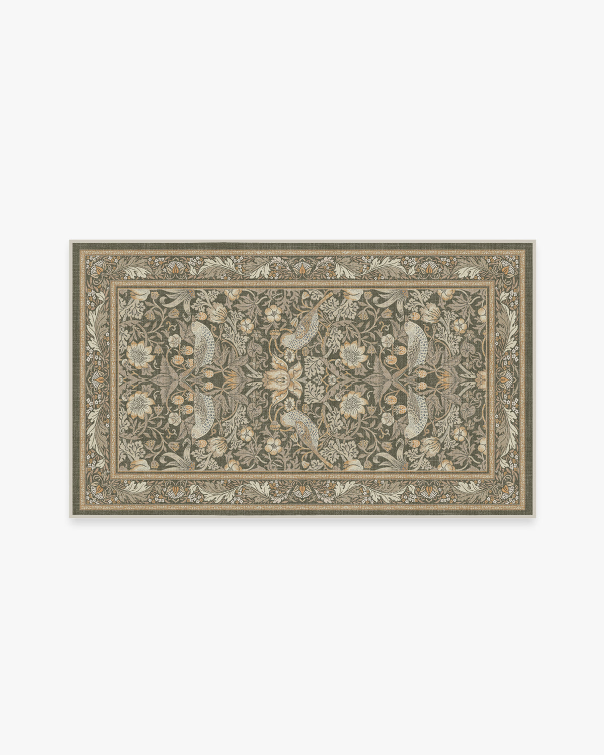 Morris And Co Strawberry Thief — Halı, Taş Altın, AREA, beyaz zemin, 3x5