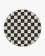 Jaque Checkered — Halı, Siyah, ROUND, beyaz zemin, 8R