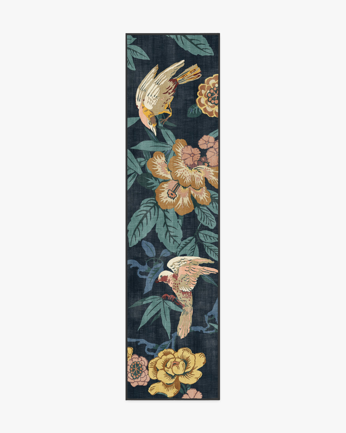 Bamboo Bird — Halı, Çivit, RUNNER, beyaz zemin, 2x10