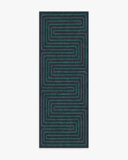 Labyrinth — Halı, Lacivert Turkuaz, RUNNER, beyaz zemin, 2x7