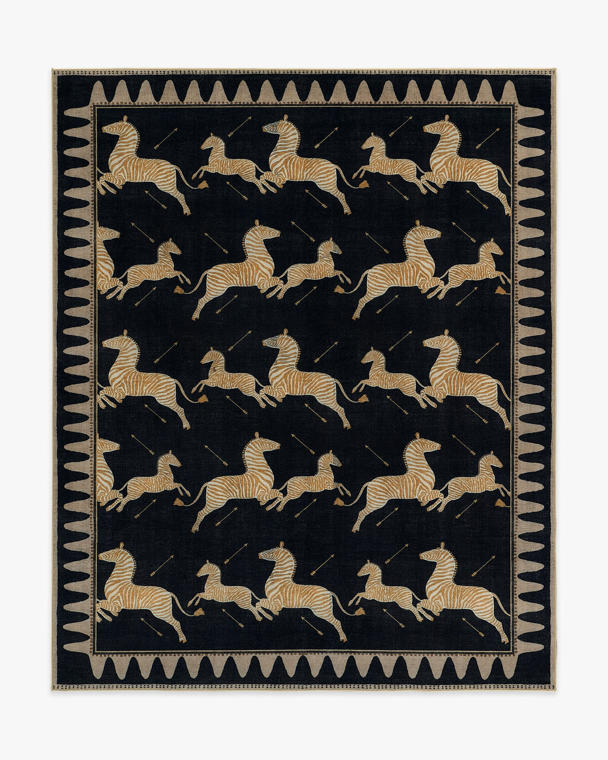 Zebras — Halı, Siyah Doğal, AREA, beyaz zemin, 8x10