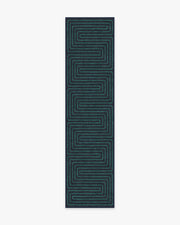 Labyrinth — Halı, Lacivert Turkuaz, RUNNER, beyaz zemin, 2x10
