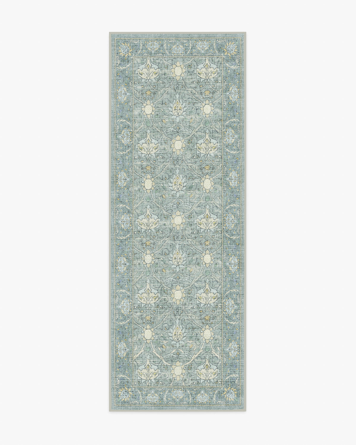 Morris And Co Montreal — Halı, Dusty Mavi, RUNNER, beyaz zemin, 2x7