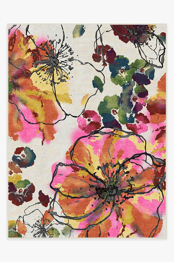 Watercolor Floral — Halı, Çok Renkli, AREA, beyaz zemin, 9x12