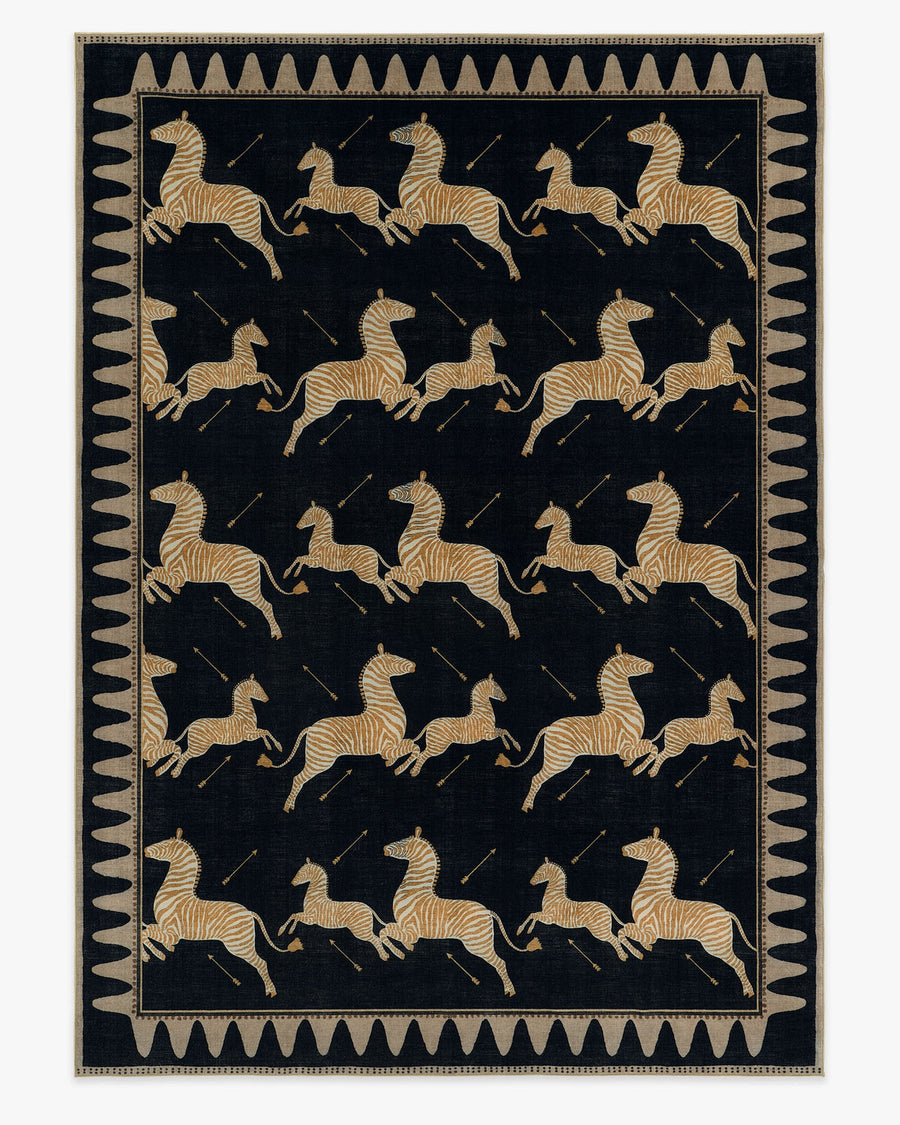 Zebras — Halı, Siyah Doğal, AREA, beyaz zemin, 10x14