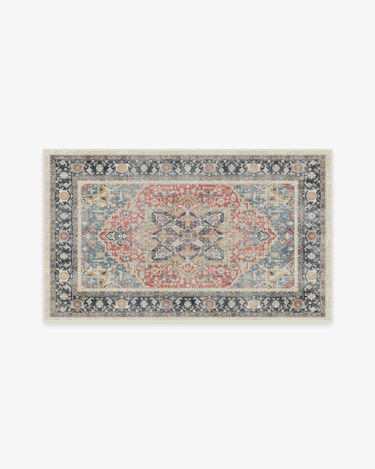 Kamran — Halı, Cayenne Kırmızı ve Mavi, AREA, beyaz zemin, 3x5