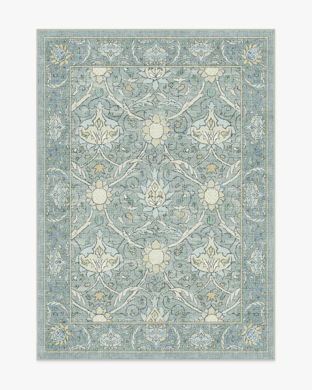 Morris And Co Montreal — Halı, Dusty Mavi, AREA, beyaz zemin, 5x7