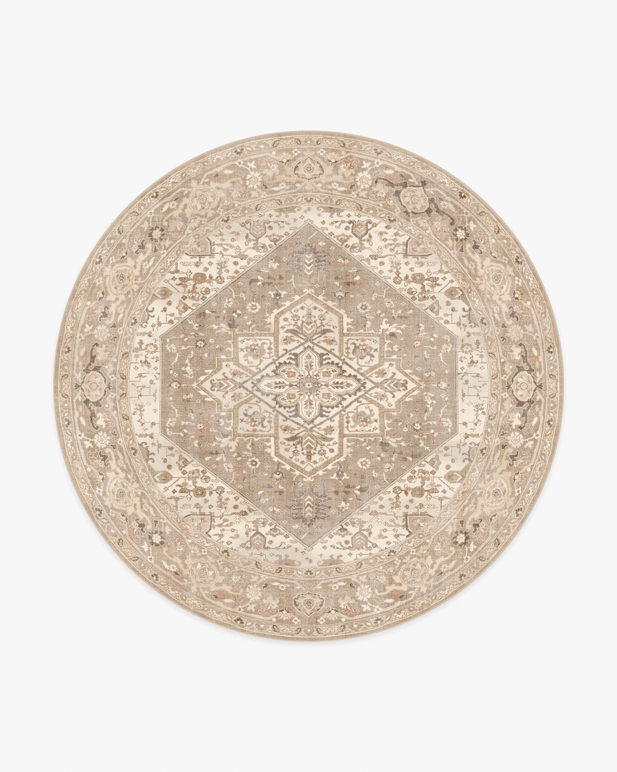 Santiago — Halı, Gri Ela, ROUND, beyaz zemin, 8R