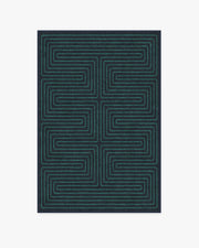 Labyrinth — Halı, Lacivert Turkuaz, AREA, beyaz zemin, 4x6