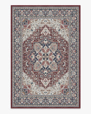 Hendesi Heriz — Halı, Bordeaux Kırmızı, AREA, beyaz zemin, 6x9