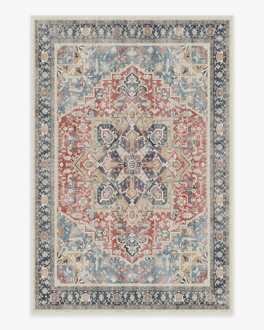 Kamran — Halı, Cayenne Kırmızı ve Mavi, AREA, beyaz zemin, 6x9