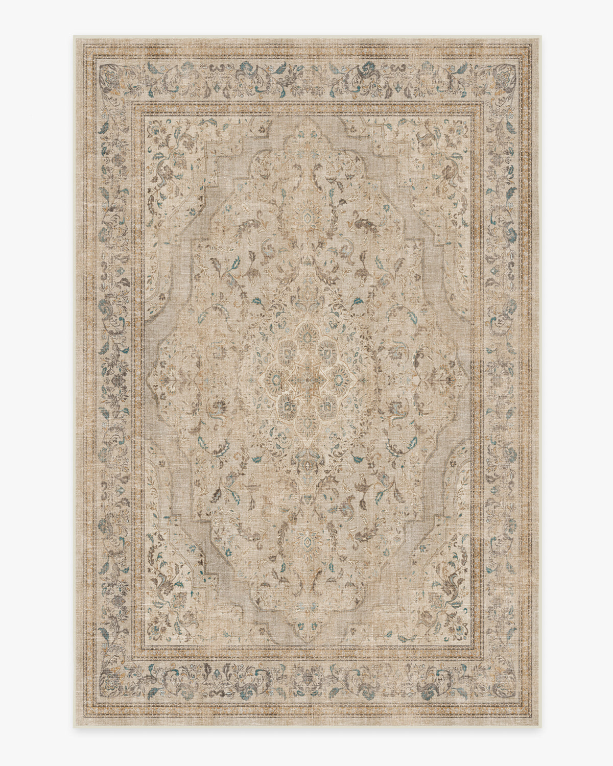 Adeline — Halı, Kahverengi, AREA, beyaz zemin, 6x9