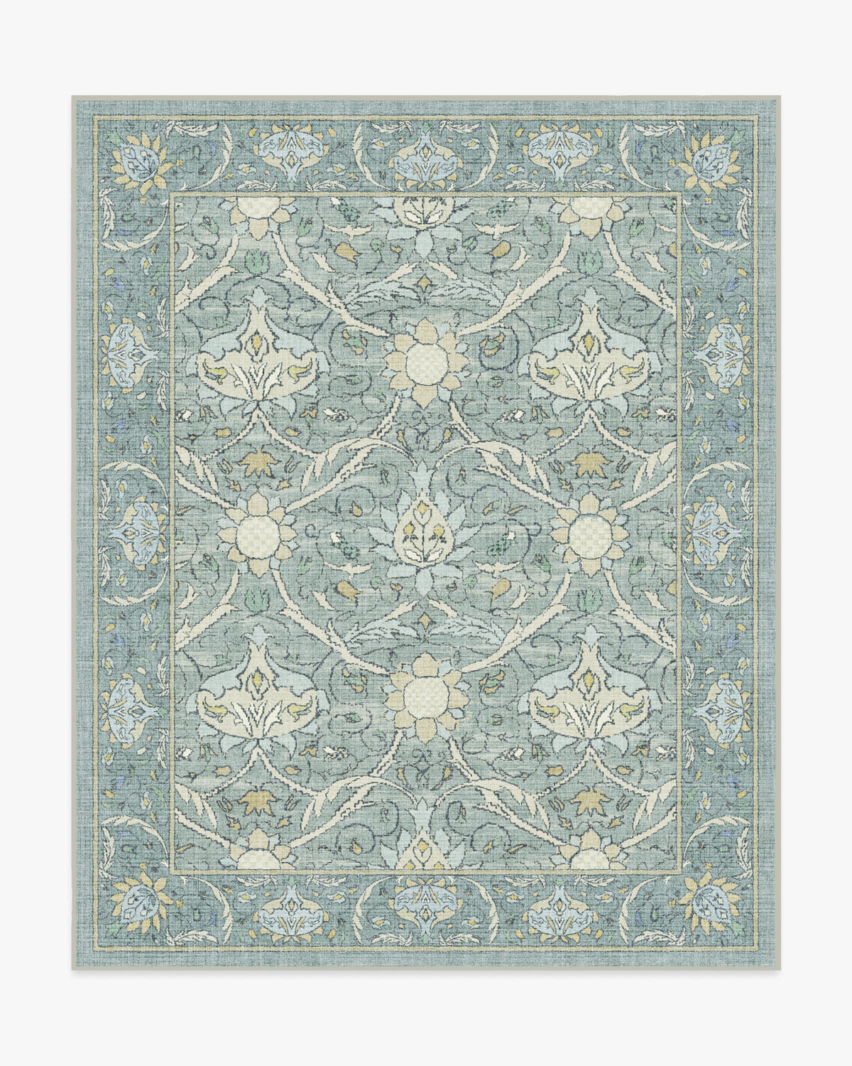 Morris And Co Montreal — Halı, Dusty Mavi, AREA, beyaz zemin, 8x10