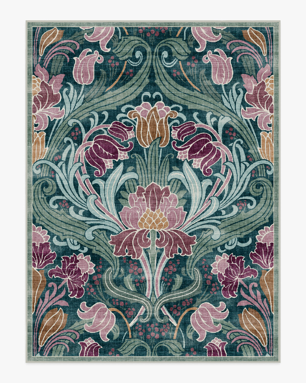Flourish — Halı, Turkuaz, AREA, beyaz zemin, 9x12