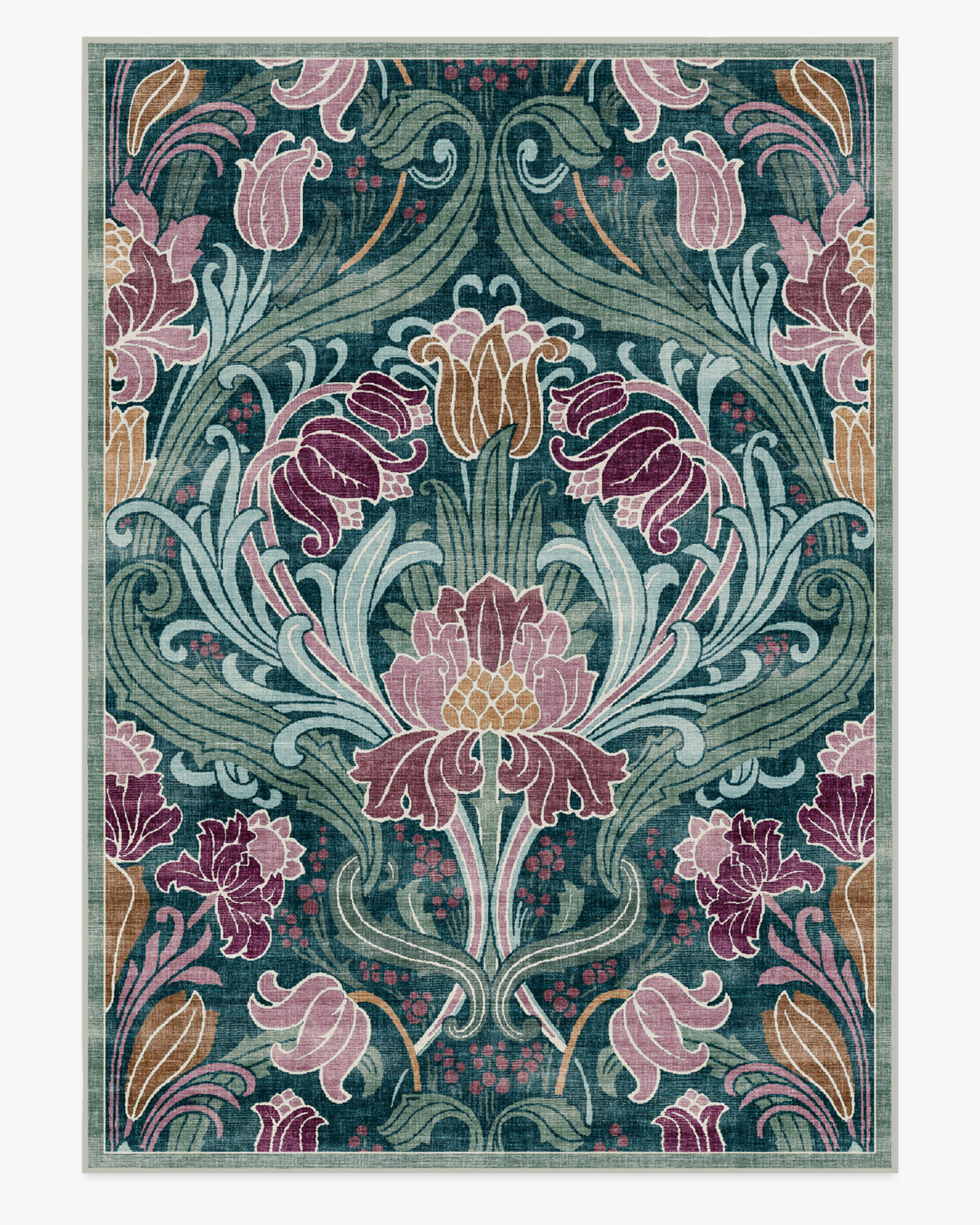 Flourish — Halı, Turkuaz, AREA, beyaz zemin, 10x14