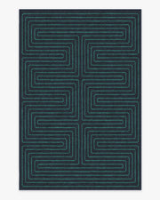 Labyrinth — Halı, Lacivert Turkuaz, AREA, beyaz zemin, 6x9
