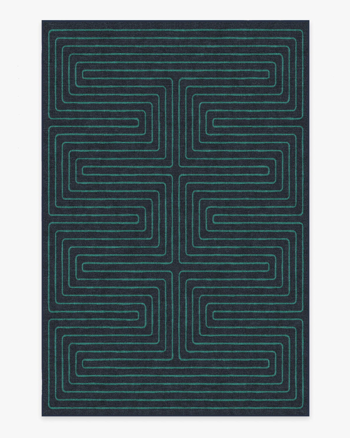 Labyrinth — Halı, Lacivert Turkuaz, AREA, beyaz zemin, 6x9