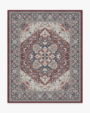 Hendesi Heriz — Halı, Bordeaux Kırmızı, AREA, beyaz zemin, 8x10