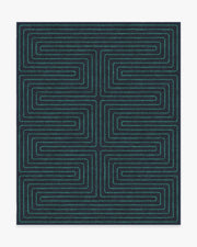 Labyrinth — Halı, Lacivert Turkuaz, AREA, beyaz zemin, 8x10